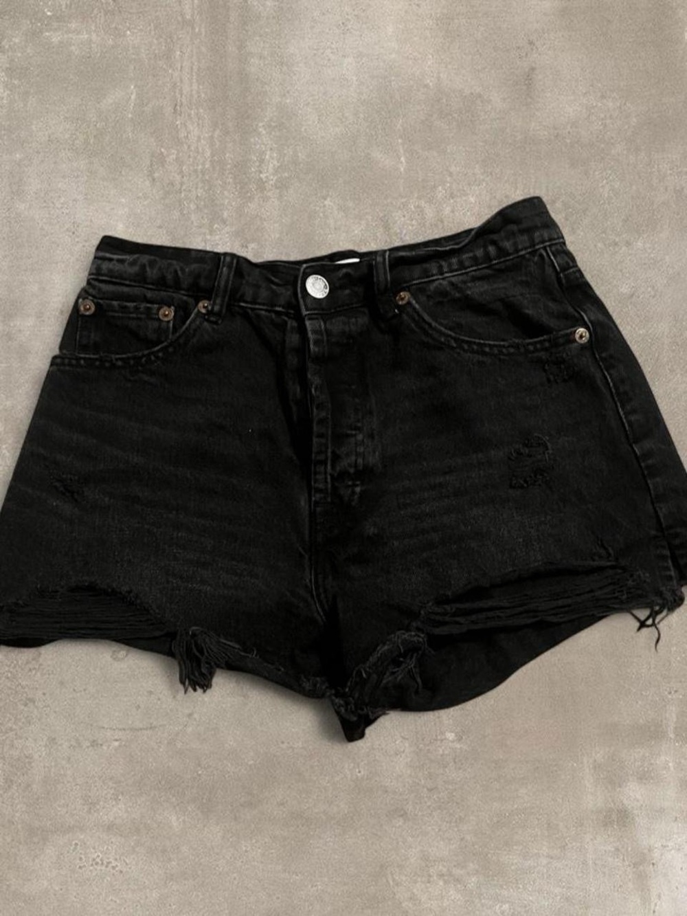 Zara Black High Rise Denim Shorts Size 6